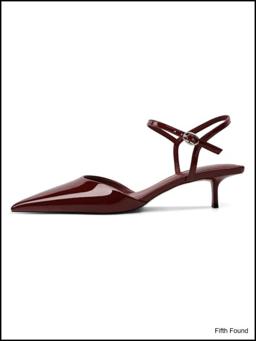 Kitten Heels Pointed Toe Ankle Strap Slingback Low Heel Pumps 1.5 Inch